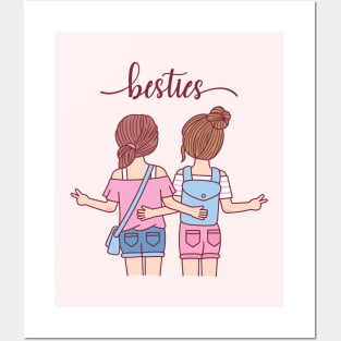 Cute Girls Besties Best Friends Posters and Art